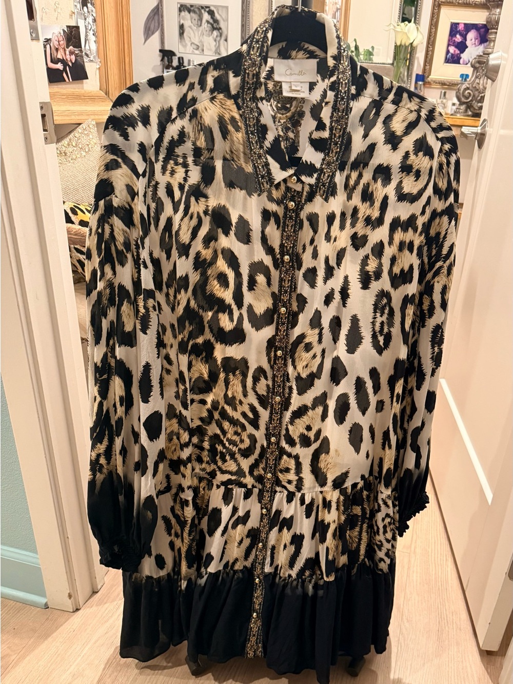 Camilla Silk "Cool for Cats" Tiered Shirt Dress